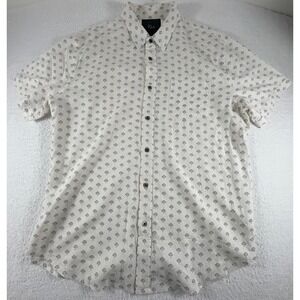 Rails Carson Batik Shirt Mens L Large White Lightweight Floral Linen Blend